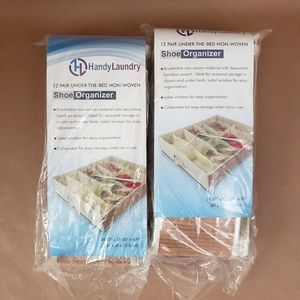 2 - 12 Pair Under Bed Non Woven Shoe Organizer